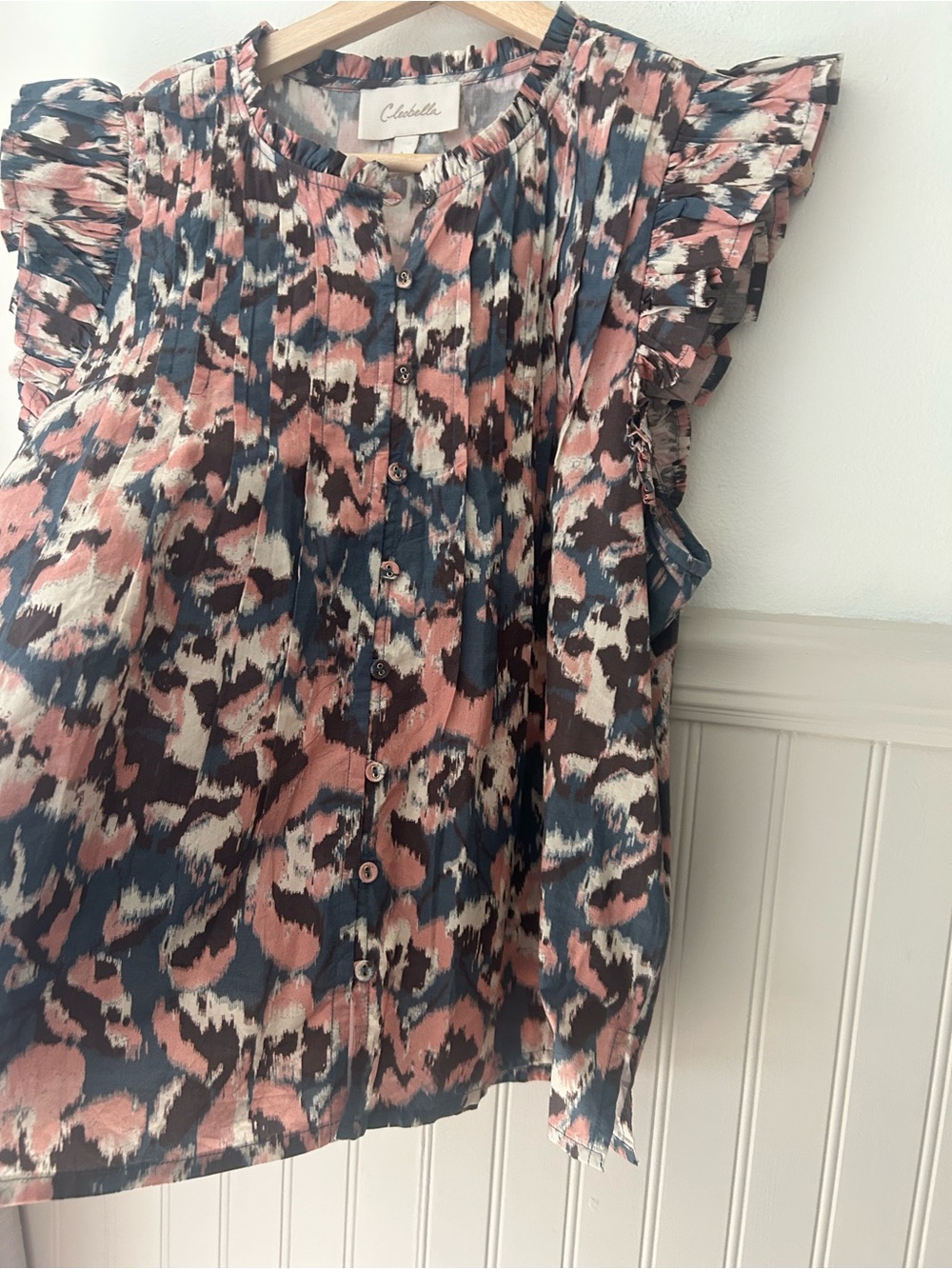 Cleobella Maritza Blouse Le Jules Large Ruffle Cap Sleeve Blouse Organic Cotton - Picture 5 of 10